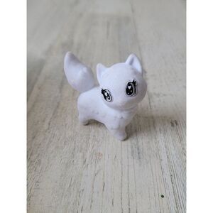 White cat flocked AS IS doll pet accessory toy figure